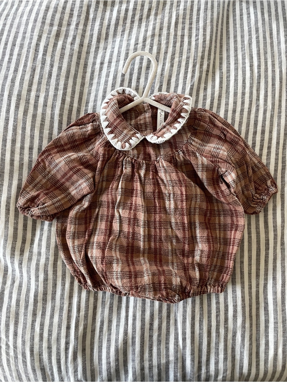Rylee + Cru Heidi Baby Bubble Romper in Autumn Plaid 0-3 months